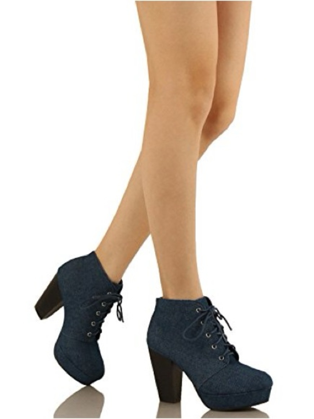 Rampage Dark Blue Denim Lace-Up Ankle Booties 9.5